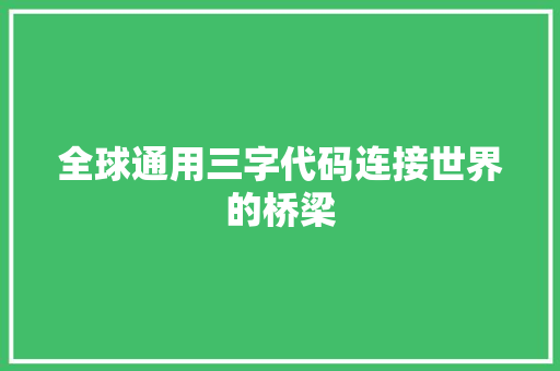 全球通用三字代码连接世界的桥梁