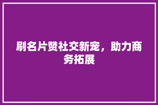 刷名片赞社交新宠，助力商务拓展
