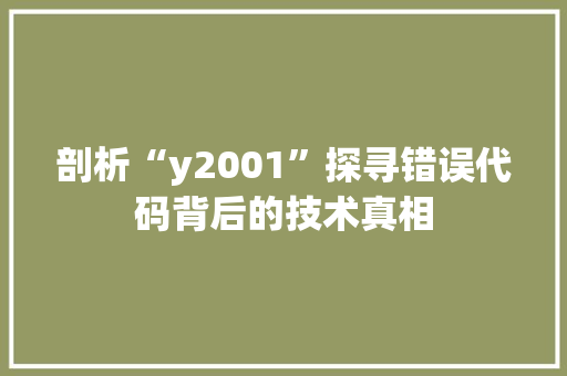 剖析“y2001”探寻错误代码背后的技术真相