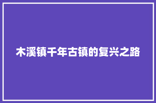 木溪镇千年古镇的复兴之路