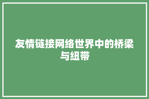 友情链接网络世界中的桥梁与纽带  第1张