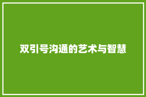 双引号沟通的艺术与智慧
