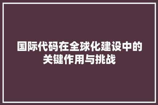 国际代码在全球化建设中的关键作用与挑战