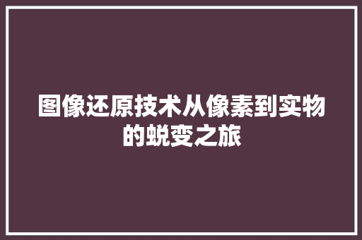 图像还原技术从像素到实物的蜕变之旅