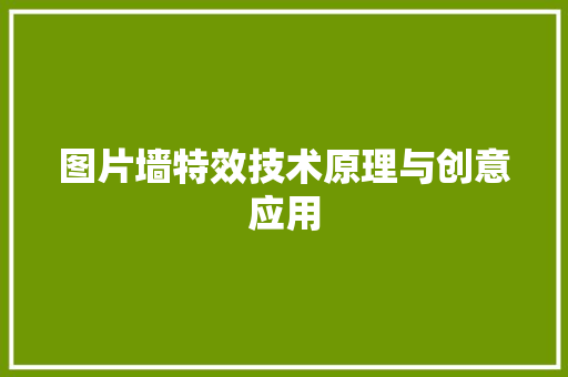 图片墙特效技术原理与创意应用