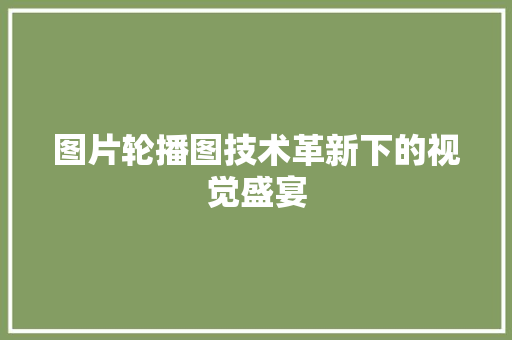 图片轮播图技术革新下的视觉盛宴