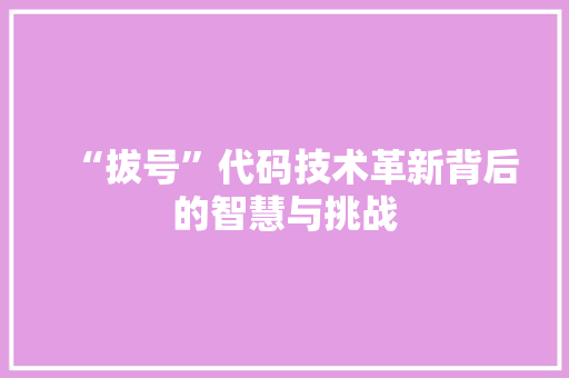 “拔号”代码技术革新背后的智慧与挑战