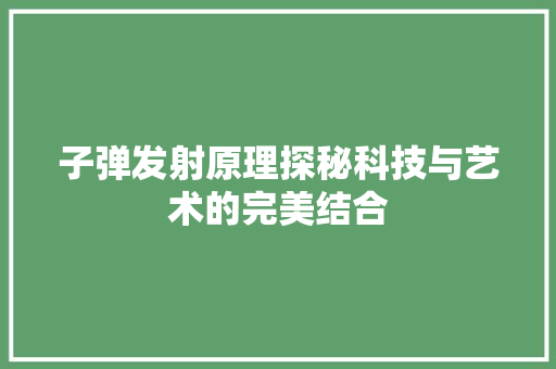 子弹发射原理探秘科技与艺术的完美结合
