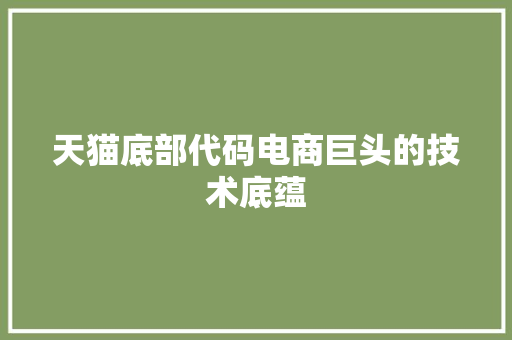 天猫底部代码电商巨头的技术底蕴