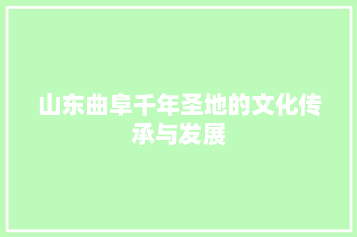 山东曲阜千年圣地的文化传承与发展