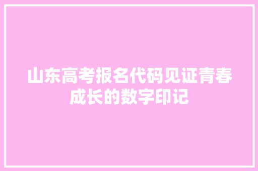 山东高考报名代码见证青春成长的数字印记  第1张