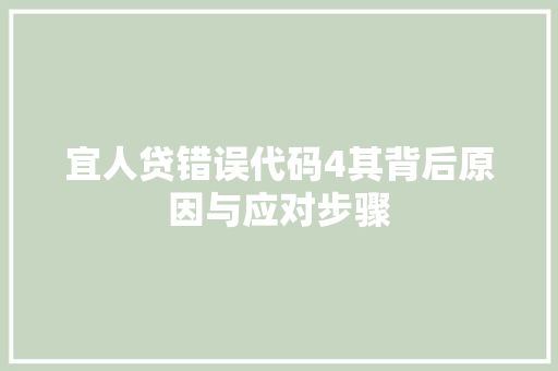 宜人贷错误代码4其背后原因与应对步骤  第1张
