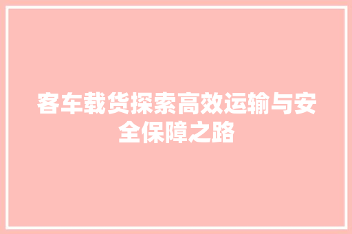 客车载货探索高效运输与安全保障之路  第1张