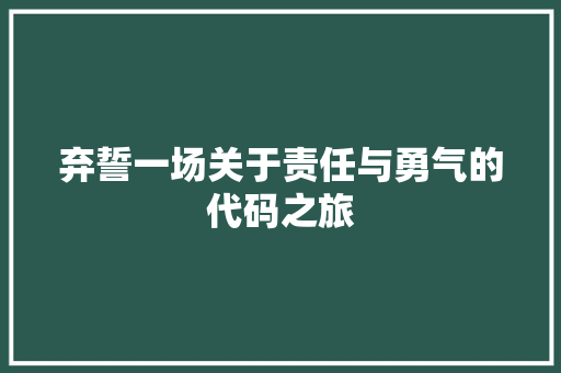 弃誓一场关于责任与勇气的代码之旅