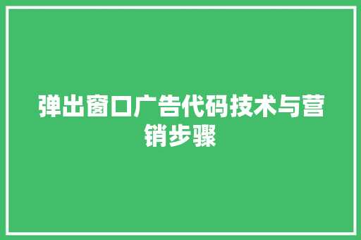 弹出窗口广告代码技术与营销步骤