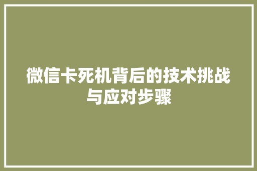 微信卡死机背后的技术挑战与应对步骤