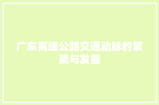 广东高速公路交通动脉的繁荣与发展  第1张