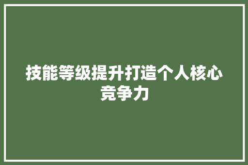 技能等级提升打造个人核心竞争力