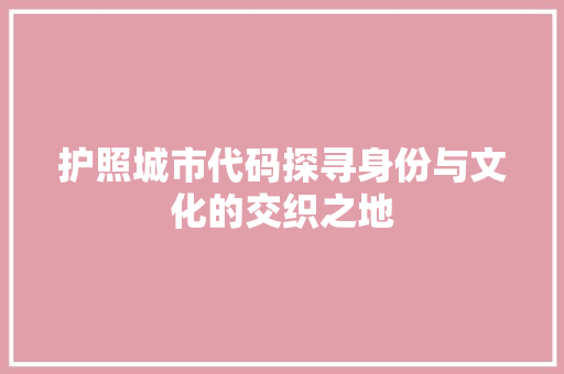 护照城市代码探寻身份与文化的交织之地