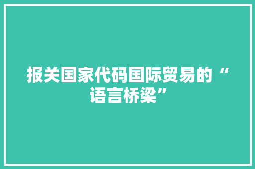 报关国家代码国际贸易的“语言桥梁”