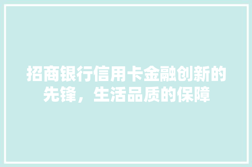 招商银行信用卡金融创新的先锋，生活品质的保障