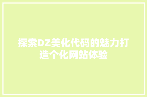探索DZ美化代码的魅力打造个化网站体验