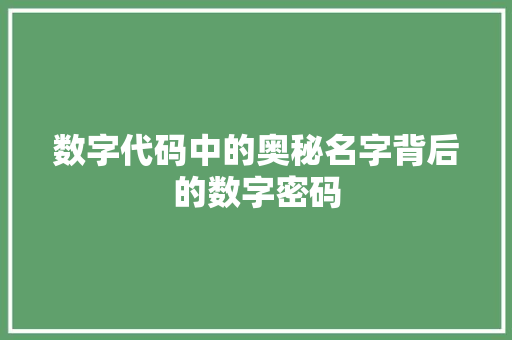 数字代码中的奥秘名字背后的数字密码