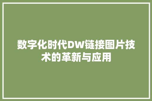 数字化时代DW链接图片技术的革新与应用  第1张