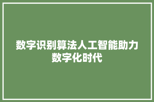 数字识别算法人工智能助力数字化时代