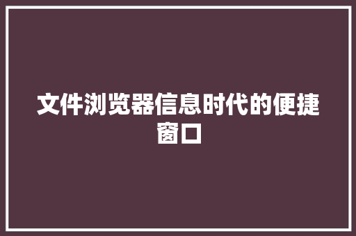 文件浏览器信息时代的便捷窗口  第1张