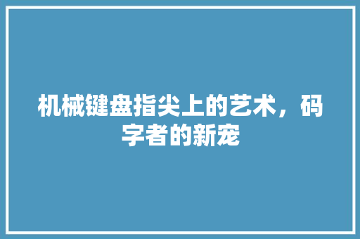 机械键盘指尖上的艺术，码字者的新宠