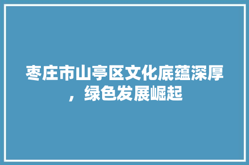 枣庄市山亭区文化底蕴深厚，绿色发展崛起
