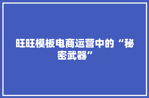旺旺模板电商运营中的“秘密武器”
