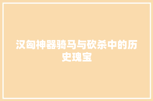 汉匈神器骑马与砍杀中的历史瑰宝