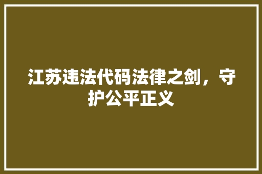 江苏违法代码法律之剑，守护公平正义