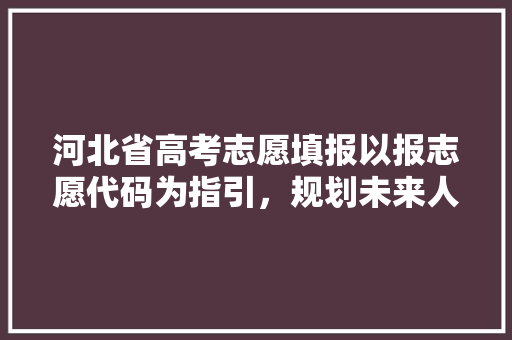 河北省高考志愿填报以报志愿代码为指引，规划未来人生之路