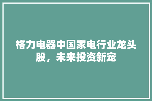 格力电器中国家电行业龙头股，未来投资新宠