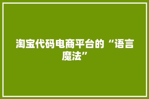淘宝代码电商平台的“语言魔法”