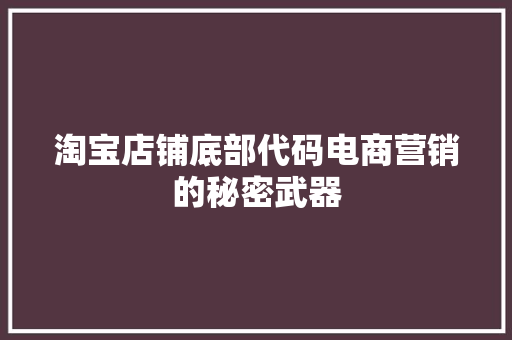 淘宝店铺底部代码电商营销的秘密武器
