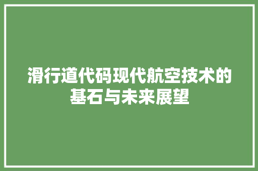 滑行道代码现代航空技术的基石与未来展望  第1张