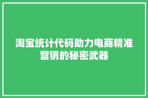 淘宝统计代码助力电商精准营销的秘密武器