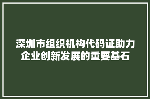 深圳市组织机构代码证助力企业创新发展的重要基石
