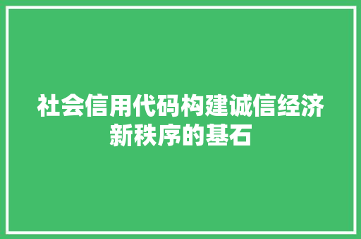 社会信用代码构建诚信经济新秩序的基石