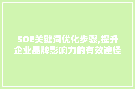 SOE关键词优化步骤,提升企业品牌影响力的有效途径  第1张