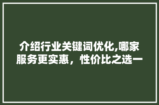 介绍行业关键词优化,哪家服务更实惠，性价比之选一网打尽