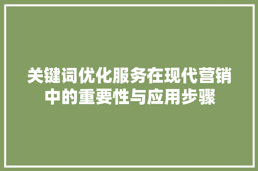 关键词优化服务在现代营销中的重要性与应用步骤
