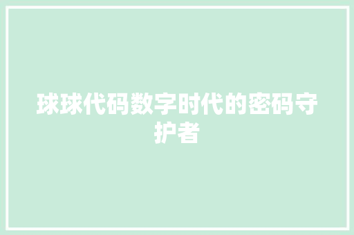 球球代码数字时代的密码守护者