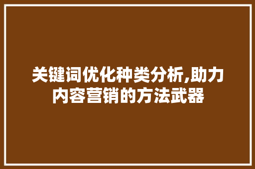 关键词优化种类分析,助力内容营销的方法武器