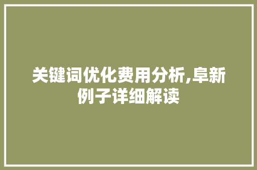关键词优化费用分析,阜新例子详细解读