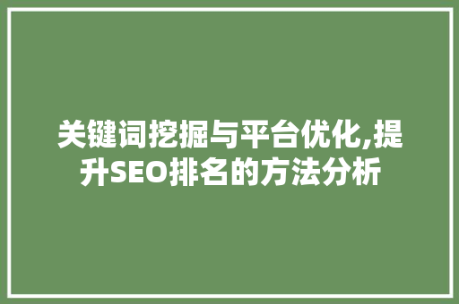 关键词挖掘与平台优化,提升SEO排名的方法分析